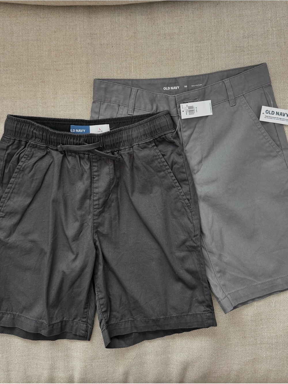 NWT Old Navy Kids Shorts. Charcoal and Gray. Size 10. Lot of 2.